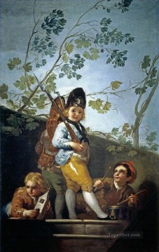two boys singing Painting - Boys playing soldiers Francisco de Goya
